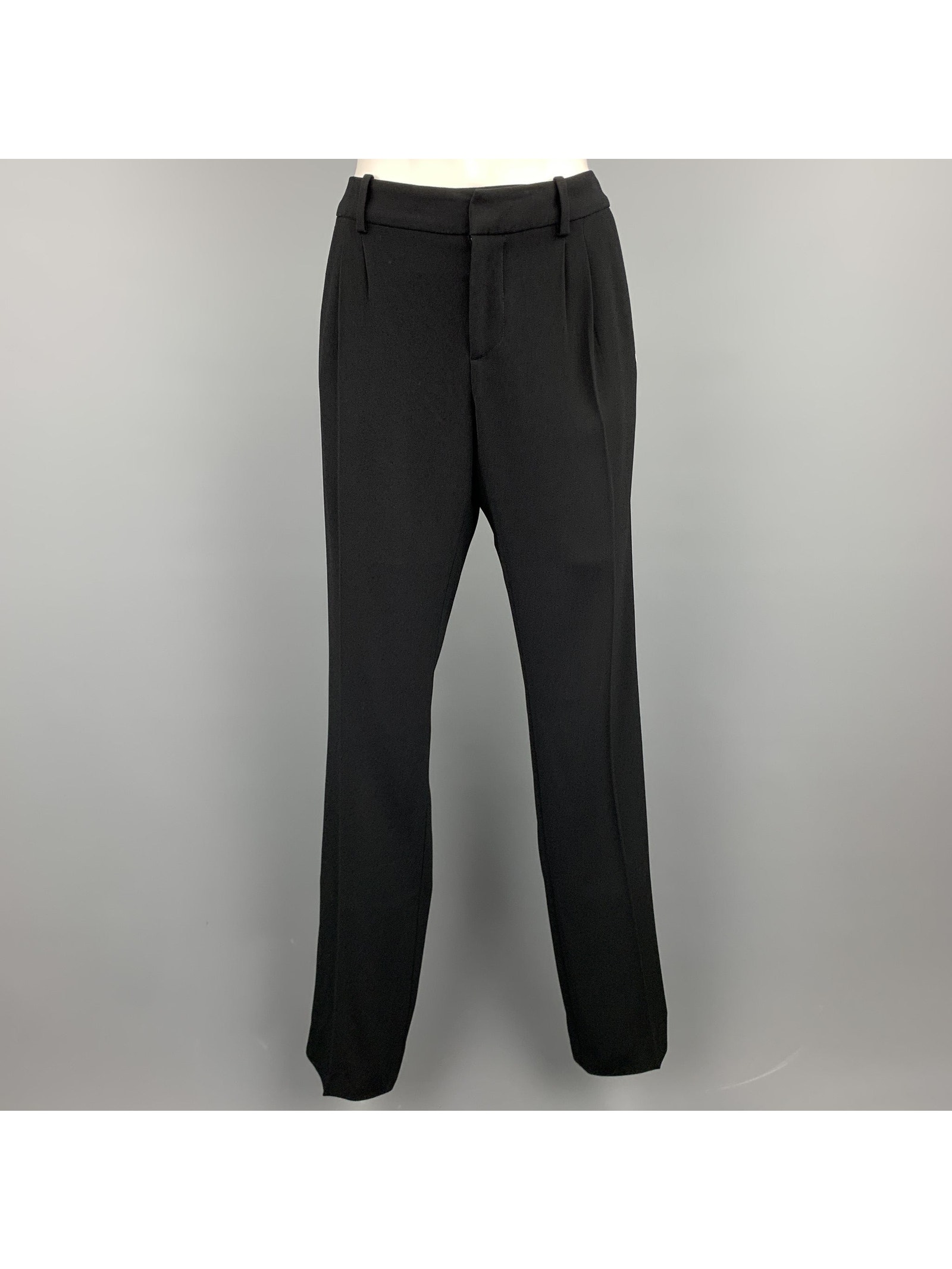 Balenciaga Size L Black Triacetate Blend Pleated Dress Pants